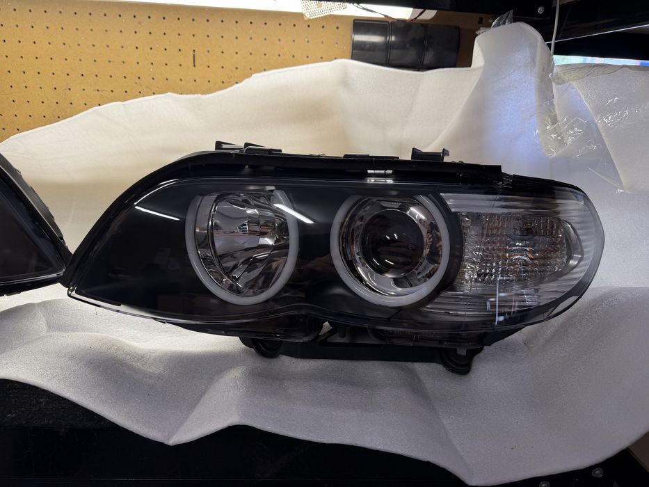 Reflektory bmw x5 lampy przód przednie lampa lewa prawa komplet bmw x5 e53 lci lift bi xenon nieskrętny cotton led ringi nowe !