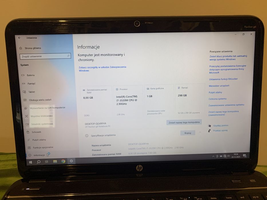 HP Pavilion g6 i7 3520 radeon 7670 8 GB ram dysk 320 hdd idealny stan