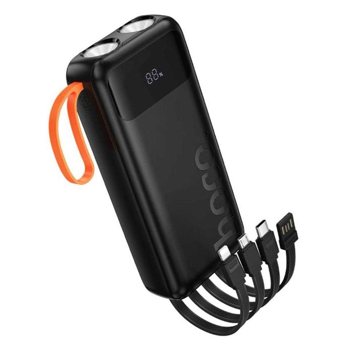 Повербанк 10000 mAh Hoco J151 із вбудованими кабелями, LED-дисплеєм та ліхтариком