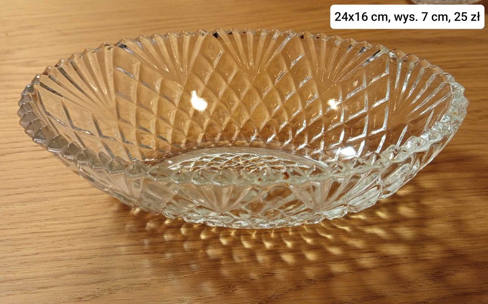 Kryształowy półmisek typu gondola/owocarka retro PRL