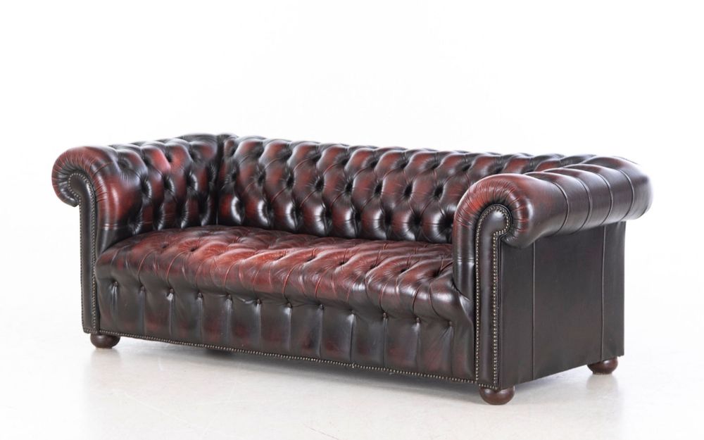 Sofa 3-osobowa Chesterfield - stylowa - eko skóra - duńska