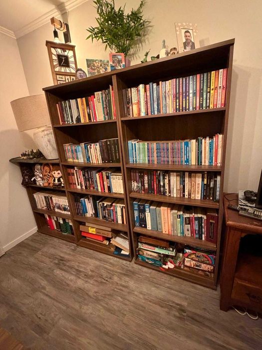 3 estantes de livros