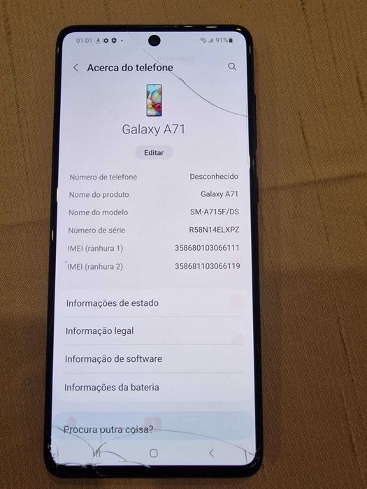 Samsung Galaxy A71 – Vidro Partido, Burn-in