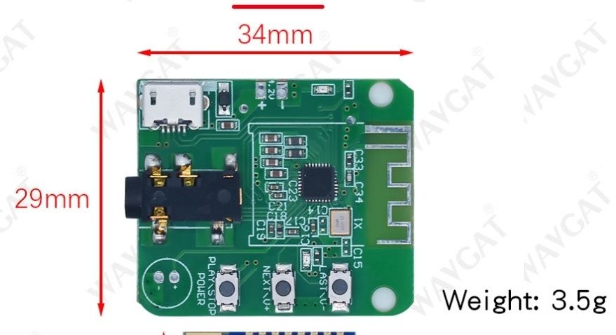 Аудио модуль приемник JDY-64 Bluetooth 4.2, DC 3.3-5В, AUX