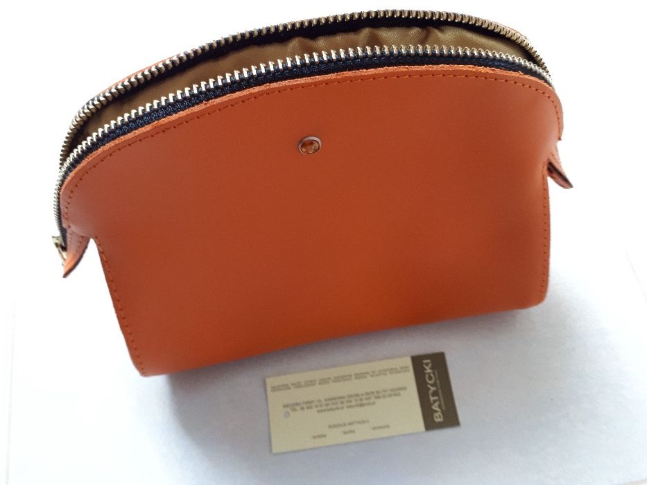Nowa skórzana kosmetyczka BATYCKI kolekcja bursztynowa