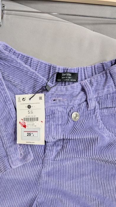 Шорти спідниця вельвет фіолетові bershka, розмір s/xs