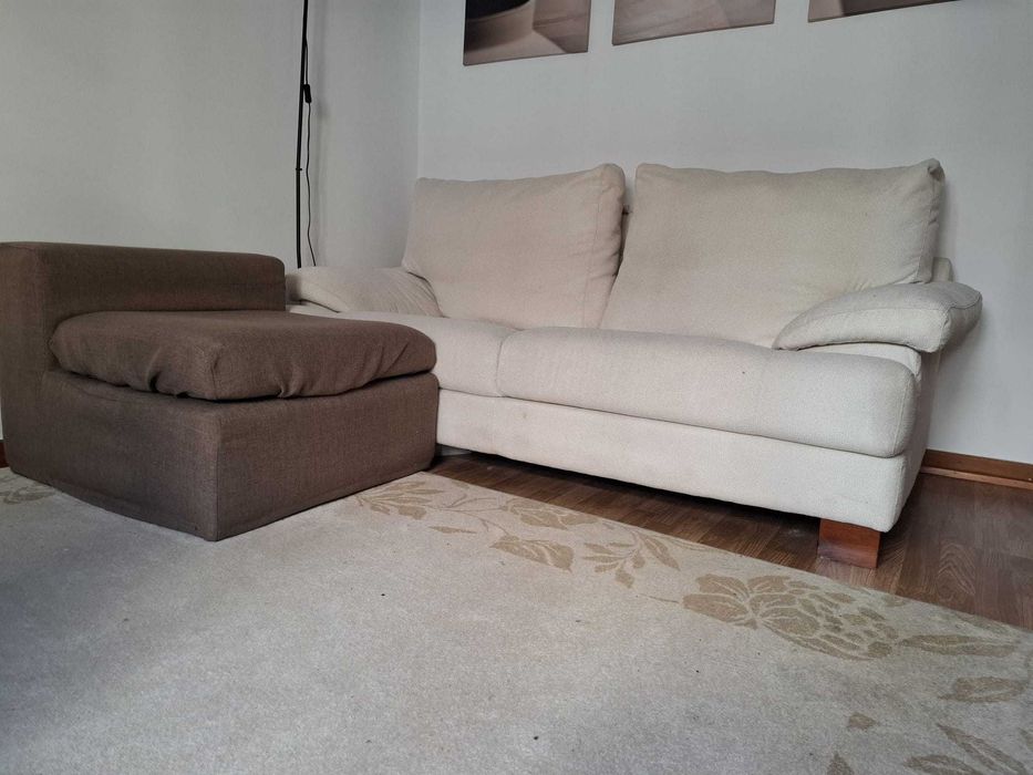 Sofá branco + castanho