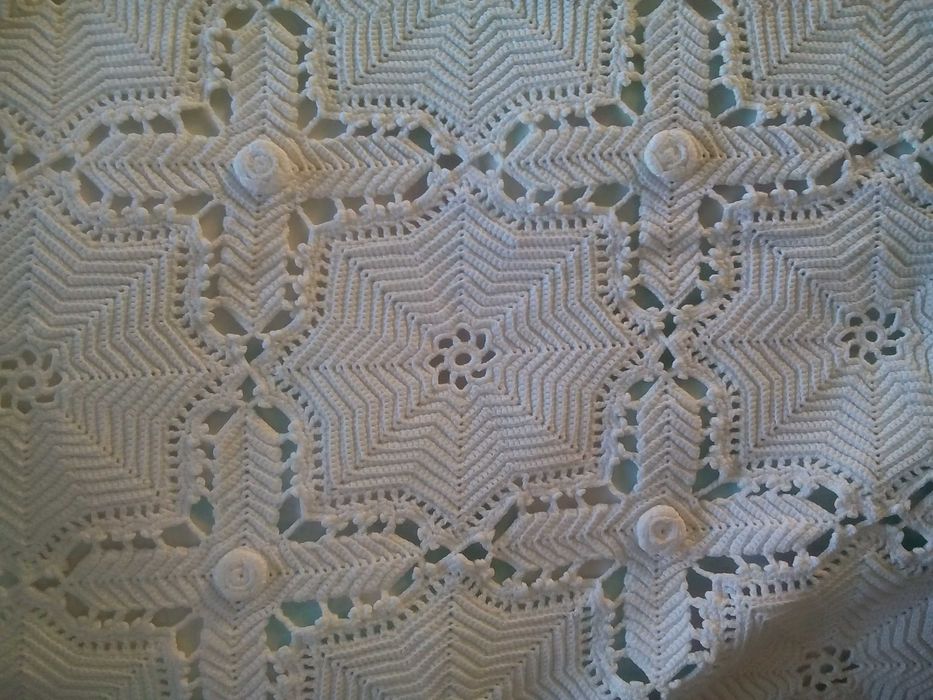 Colcha Crochet renda manual bordada