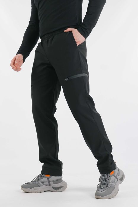 Штани чоловічі зимові теплі з флісом чорні Softshell