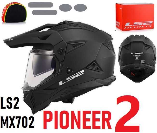 NOWY Kask Cross LS2 ATV MX702 Pioneer 2 Enduro + BLENDA L 59-60cm