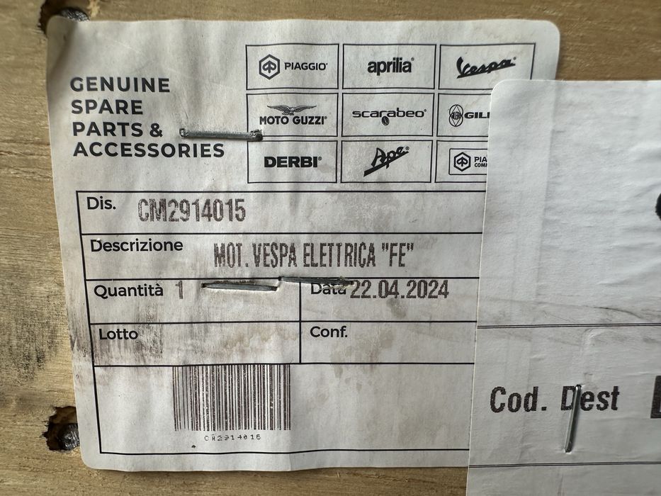 Nowy silnik elektryczny vespa electrica “fe”