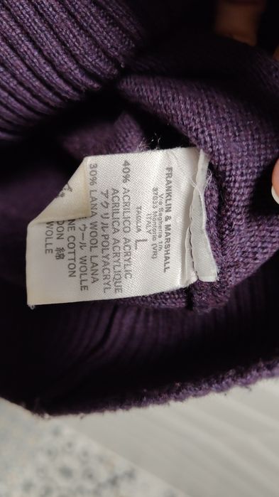 Sweter Franklin Marshall r. L fioletowy Wełna