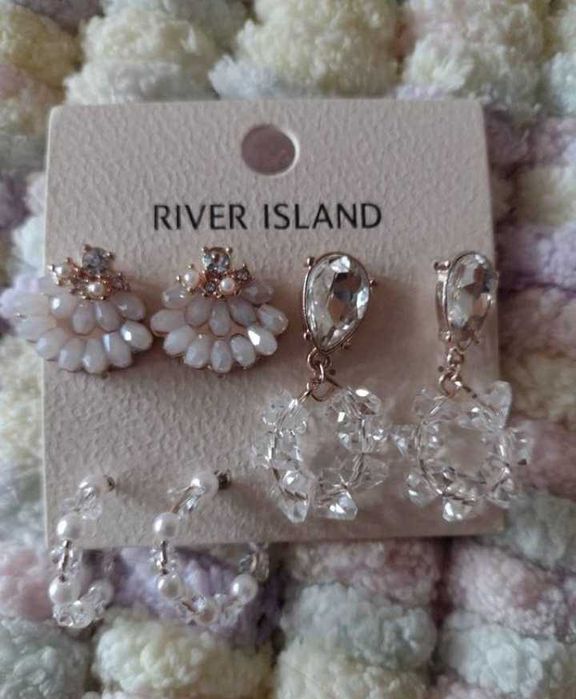 RIVER ISLAND/ Komplet 3 par kolczyków, Kolczyki zdobione/ NOWE