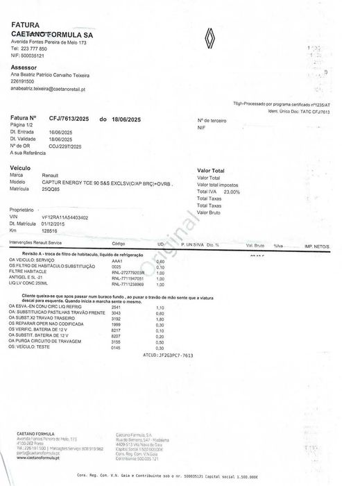 Renault Captur Intens 0.9 TCe - Nacional  - Revisões Renault