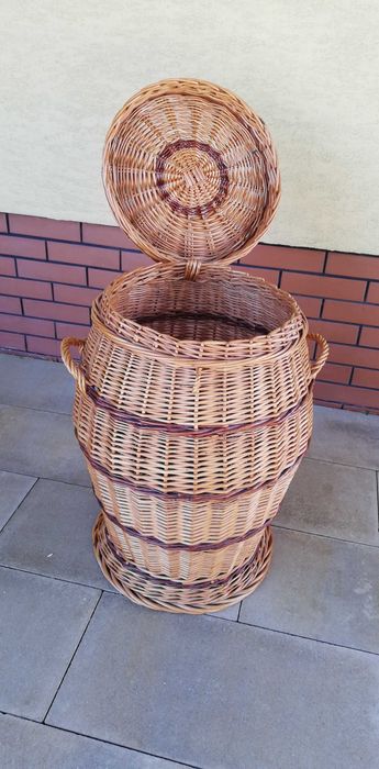 koszyk wiklinowy na bieliznę zabawki rattanowy pranie ubrania pojemnik