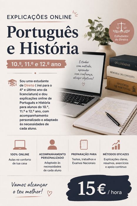 Explicações de Português e História (10.º ao 12.º ano)