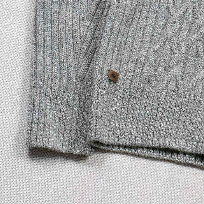 Lacoste Sweter Kardigan 100% Wełna SS/2 Virgin Wool Szary Zip