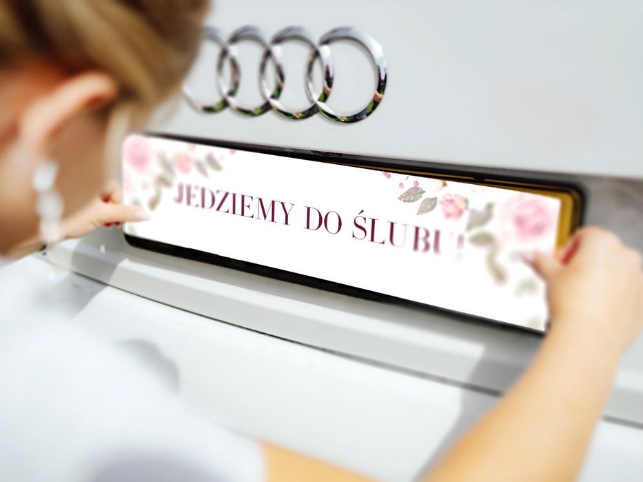Ślubne tablice rejestracyjne róże personalizowane klasyczne