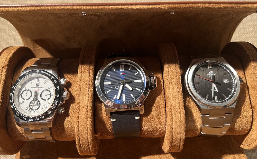 Eleganckie Etui Rolka na 3 Zegarki – Skóra PU, Podróżne/Organizer