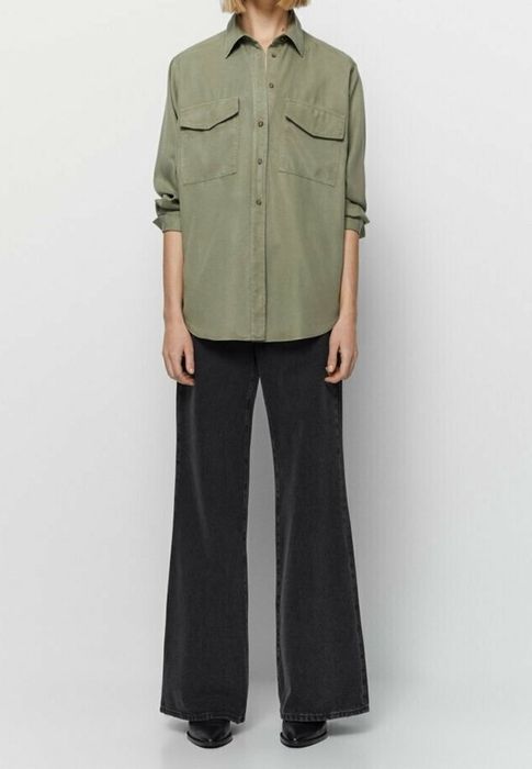 Женская рубашка massimo dutti хаки massimo dutti жіноча сорочка