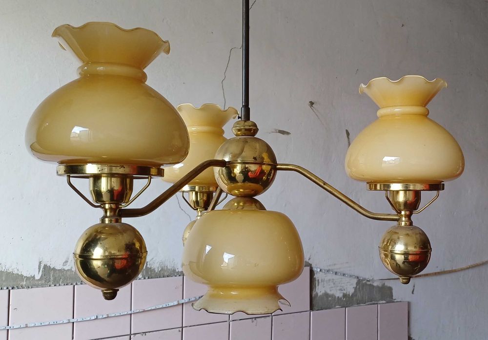 Piękna lampa 4 żarówkowa PRL