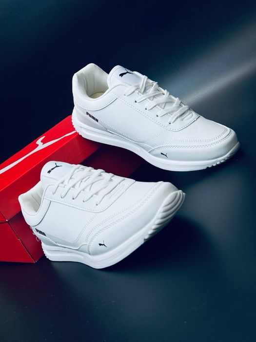 Класические белые кеды Puma/ кожаные белые кеды от Пума / не промокают