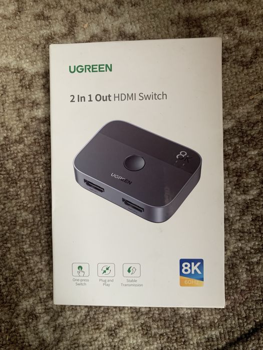 Перемикач 2 в 1 Out HDMI Svitch   спліттер Ugreen,8k 60Hz  (Сірий)