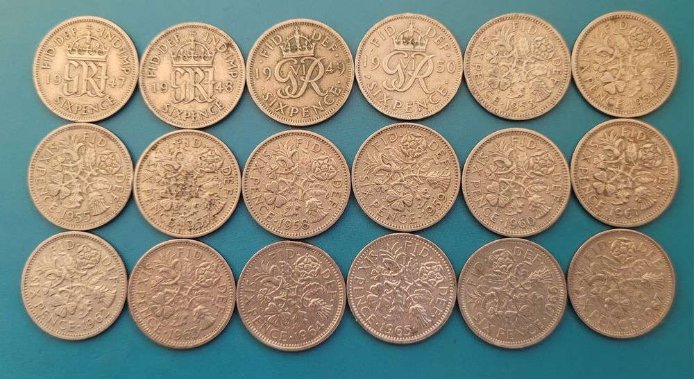 Zestaw monet 6 pensów 1947 do 1967 - Wielka Brytania  (H5)
