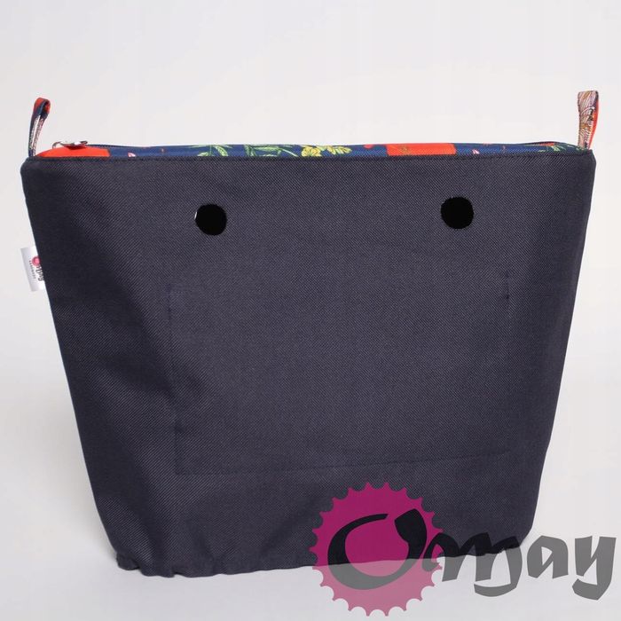 Granatowy organizer wkład do OBAG MINI kwiaty maki czerwone 2 kieszenie OMAY
