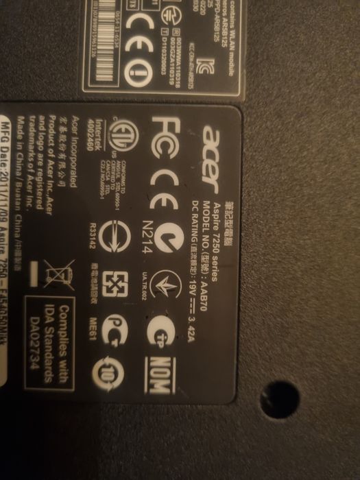 Acer Aspire 7250 uszkodzony