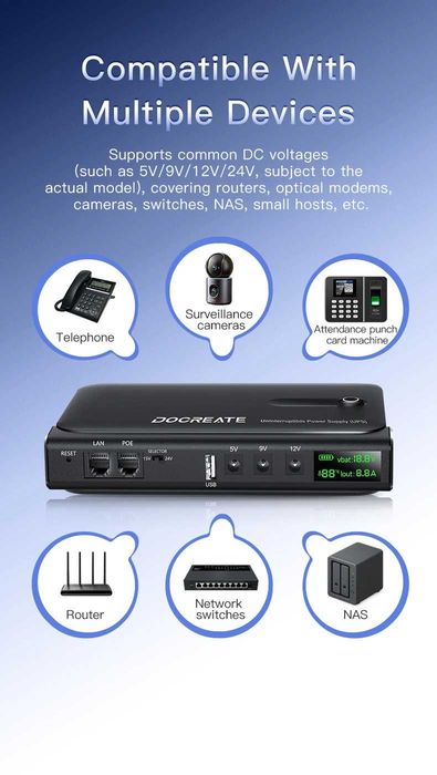 UPS,бесперебойник для роутера (DC1018L 5V9V12V. DC1036L 5V9V12V24v