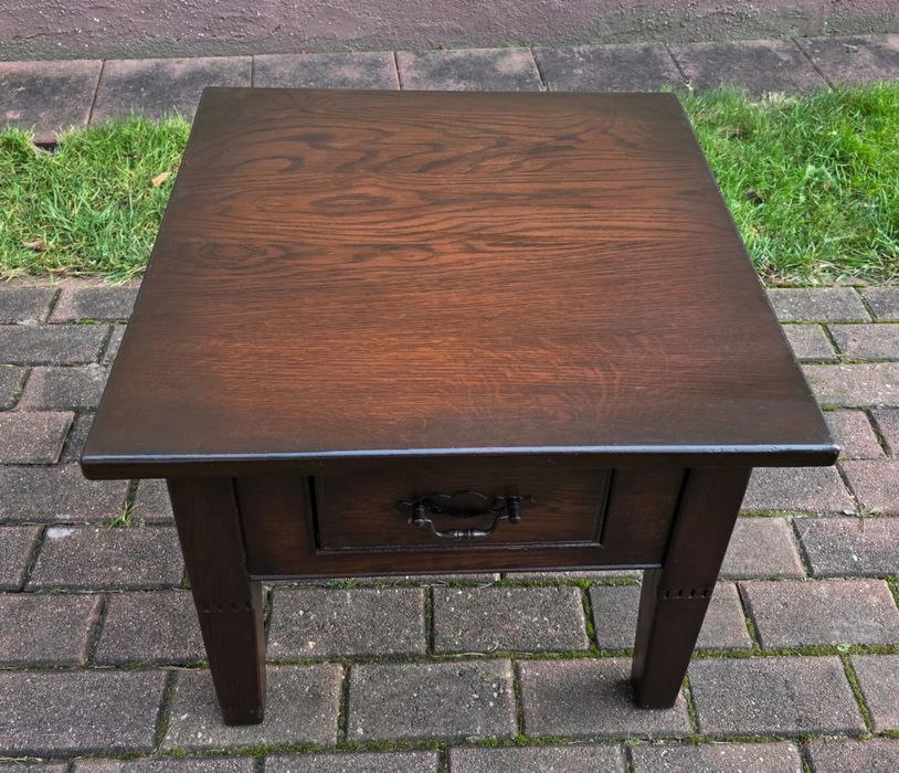 CIEKAWY Stylowy 100% Lity Dębowy Stolik Ława z Szufladą WYSYŁKA