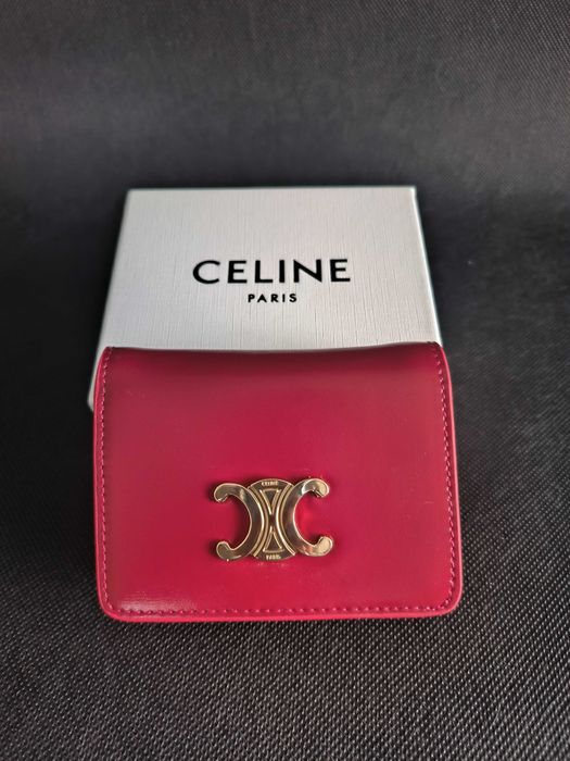 Śliczny portfel Celine z czerwonej skóry stan idealny