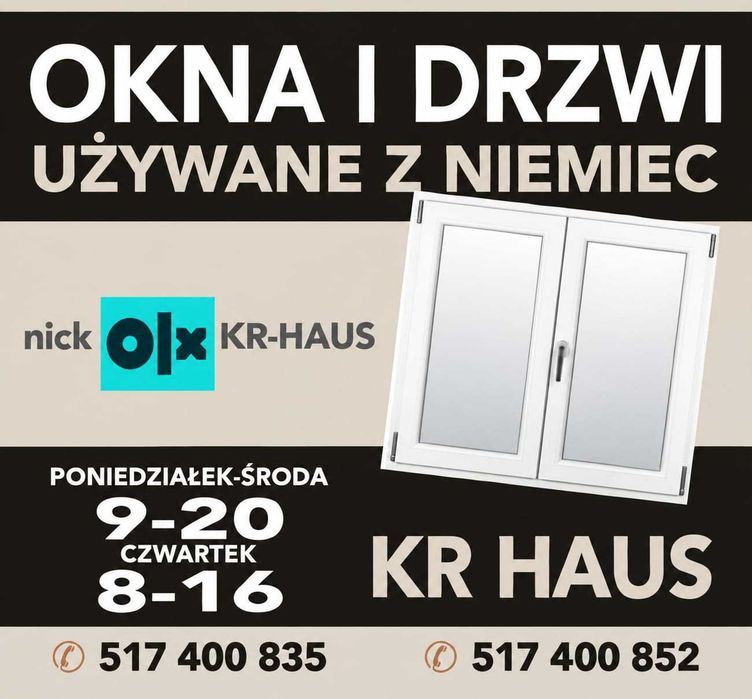 KR HAUS Drzwi 100x210 / 100x200 zewnętrzne NOWE pcv białe POZNAŃ