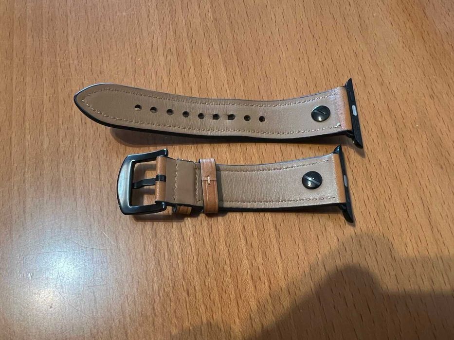 Bracelete pele Castanha p/ Apple Watch 45mm