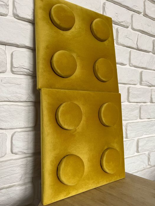 Panel Tapicerowany Ścienny zagłówek imitacja klocków zolty 25x25 cm