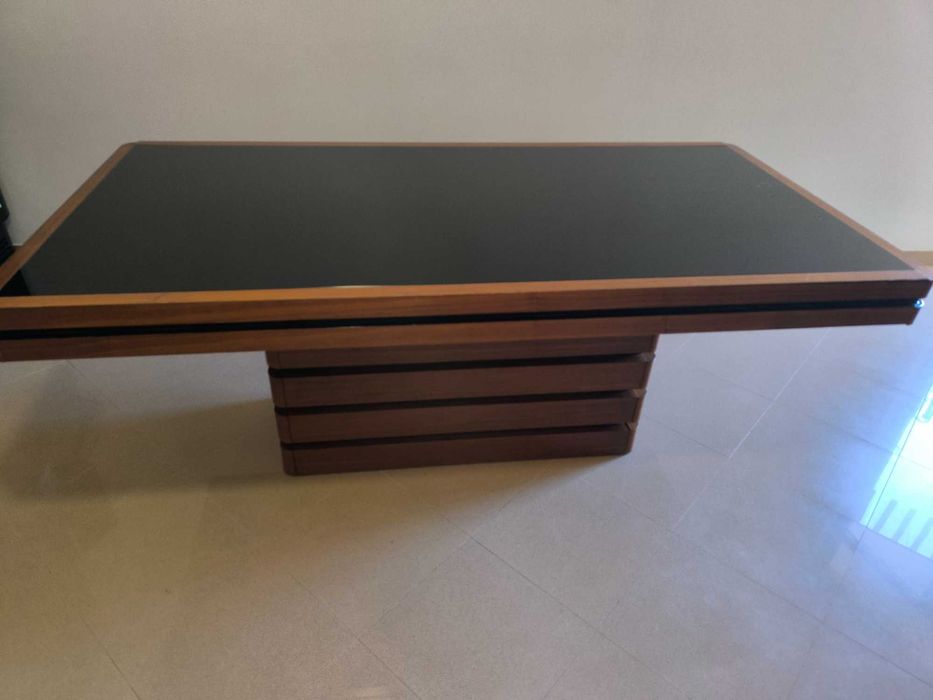 Mesa de Jantar extensível em madeira maciça e vidro