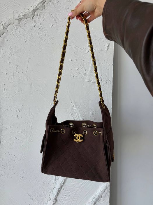 Сумка Chanel Hobo Chocolate / Gold Suede
