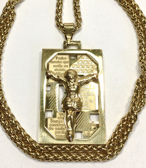 Złoty męski łańcuszek z zawieszką w 3D•pozłacany ogniowo próba 585 14K