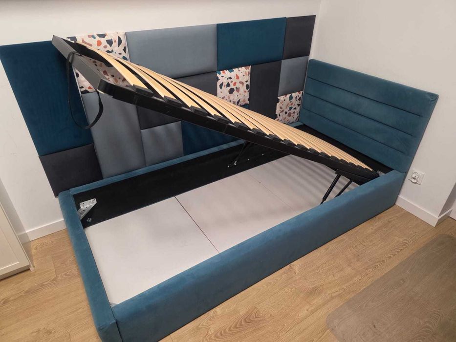 Łóżko młodzieżowe 90x200 tapicerowane stelaż TOPAZ