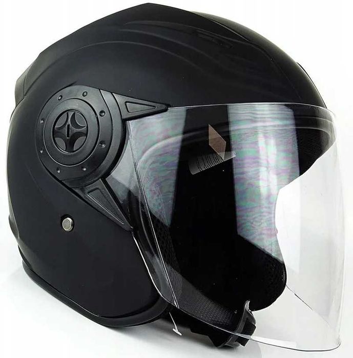 NOWY Lekki KASK Otwarty na Skuter Motor JET Czarny MAT Motocykl S-XXL