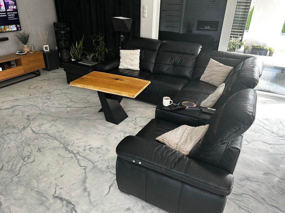 Stol Debowy Loft Design Monolit Zywica Modern Dab Lite Drewno