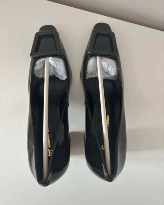 Nowe czarne lakierowane czółenka