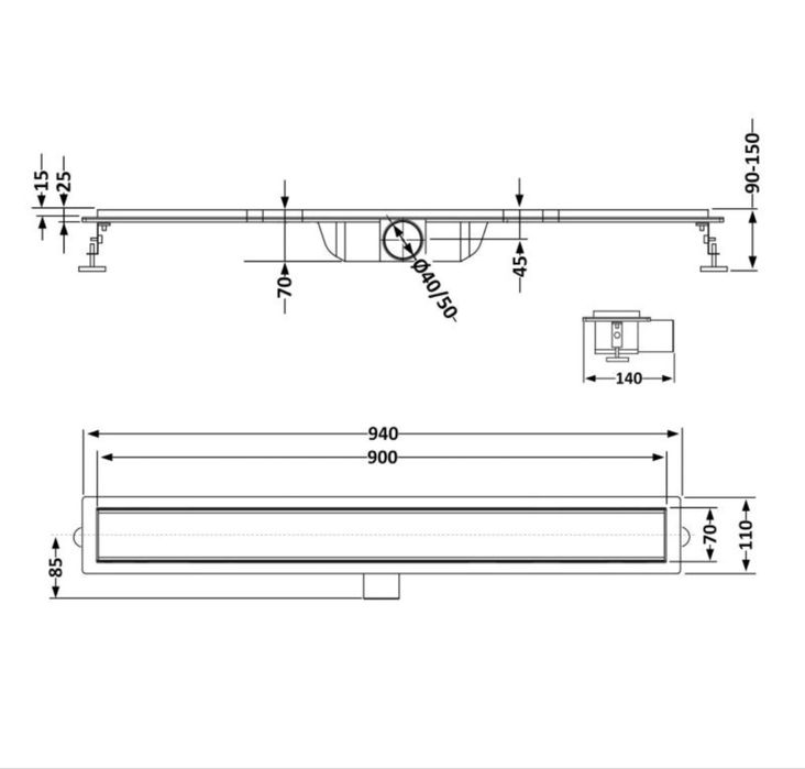 Трап душевой Qtap под плитку для душа