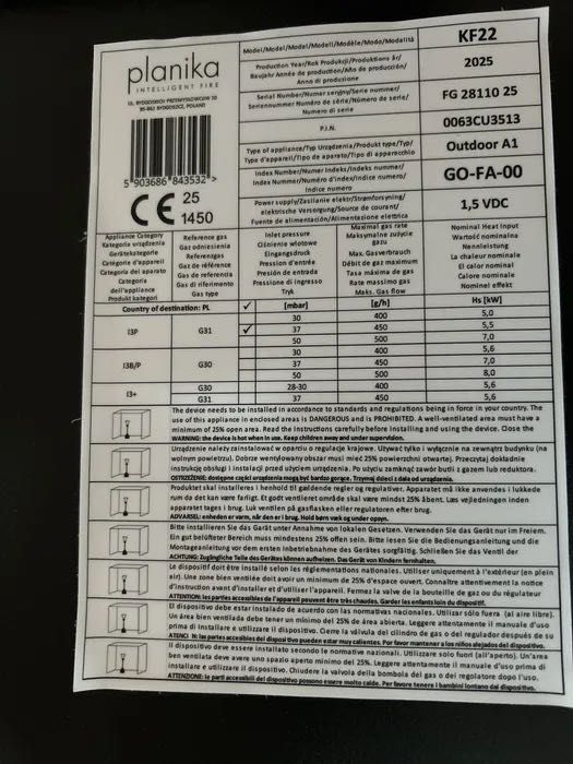 Kominek grzewczy na taras/ do ogrodu marki PLANIKA