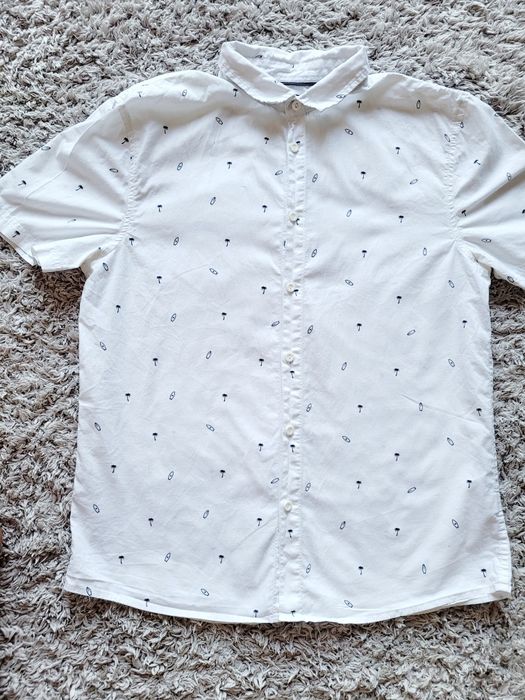 Biała meska/młodzieżowa koszula w palmy 
100% bawełna