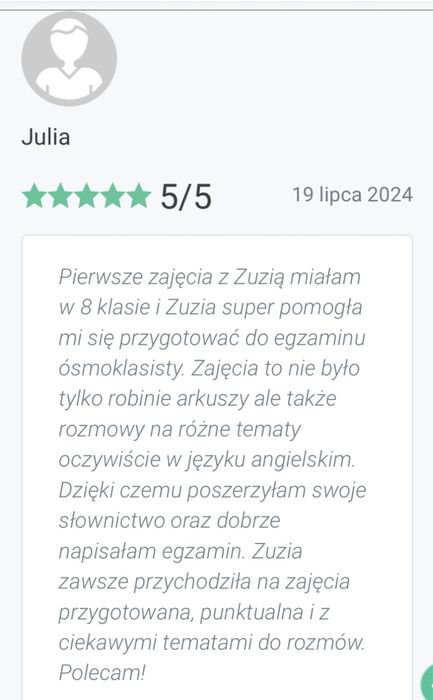 Korepetycje z języka angielskiego