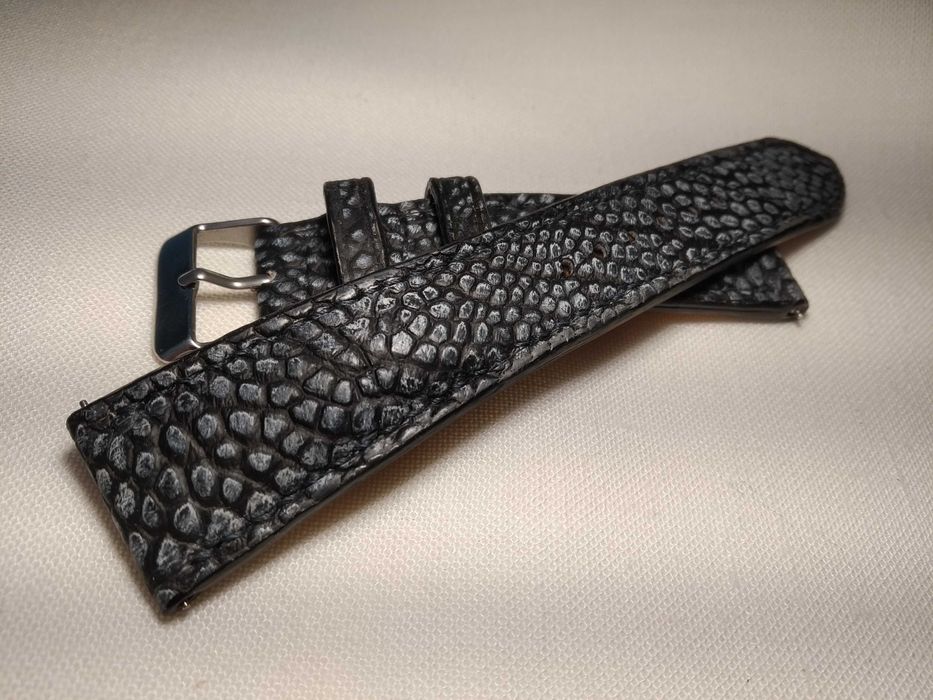 Pasek skórzany do zegarka 22/18 mm Noga strusia - szybki montaż