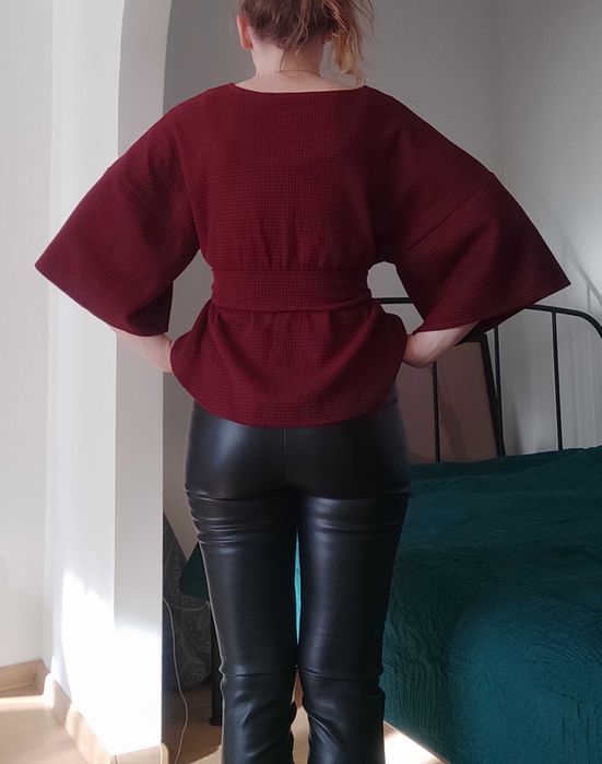 Burgundowa Bluzka Mango Kimono