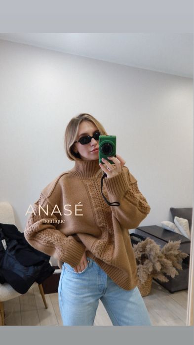 светр преміум Zara, 100% вовна, М